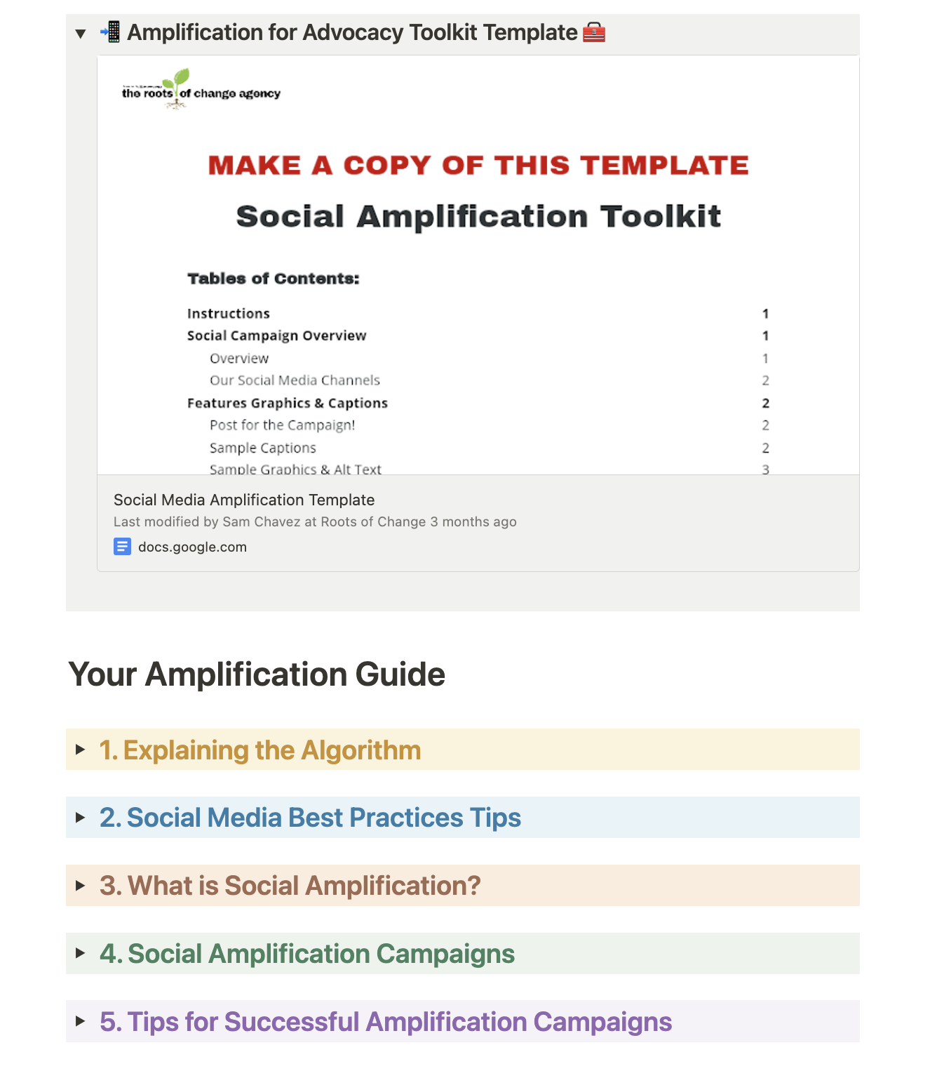 The Roots of Change Agency social media toolkit and resource for activists, communicators, non-profits