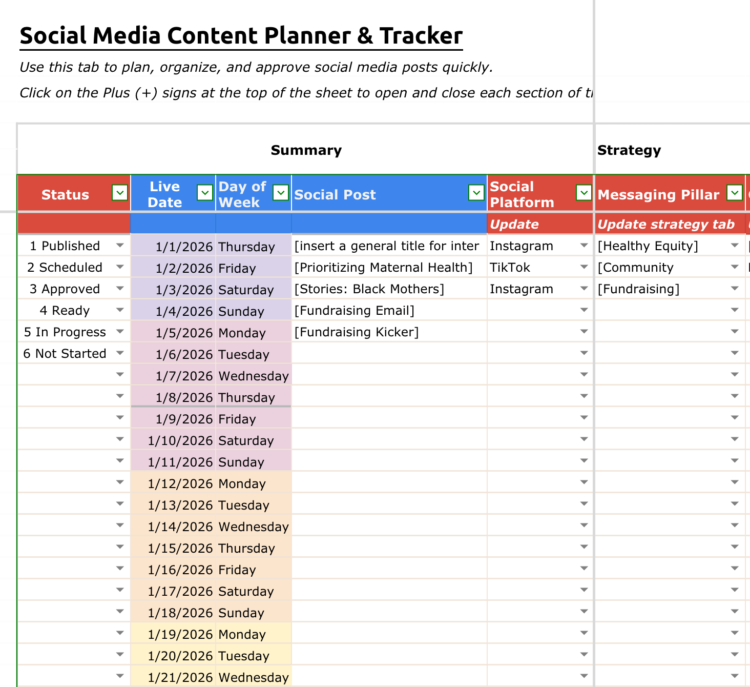 Social Media Planner and Calendar