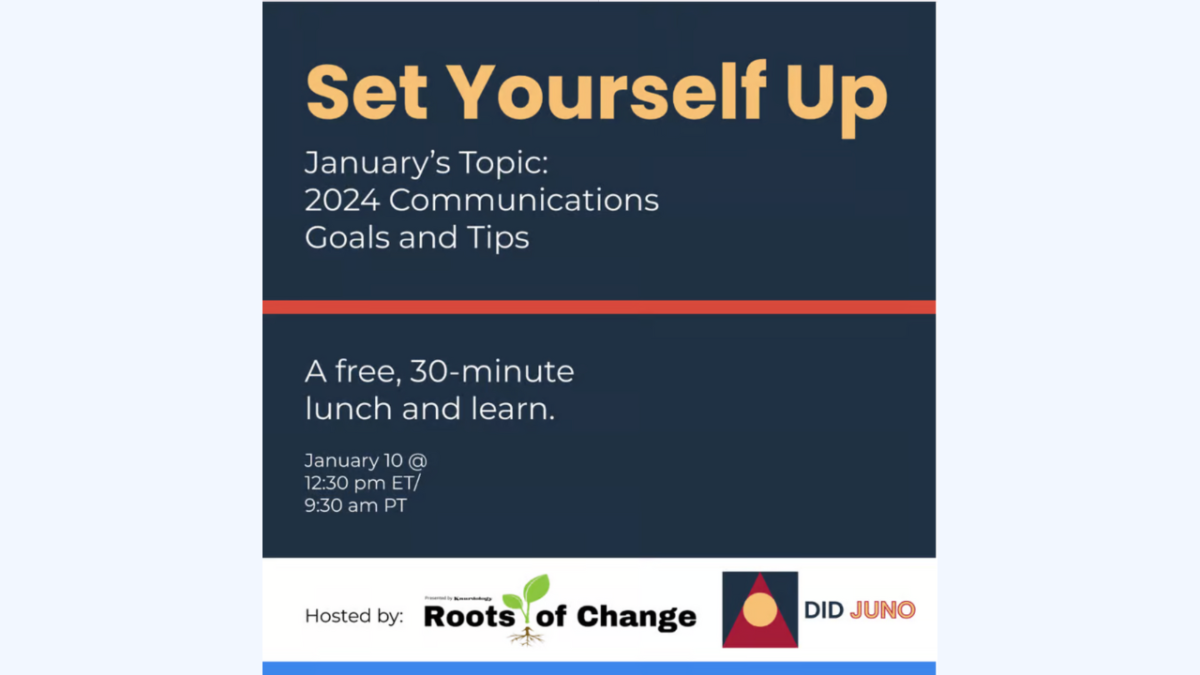 set yourself up lunch & learn. Establishing communications goals.