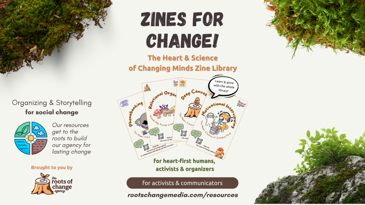 Changing Minds Zine Library - promo image with four min-zine covers